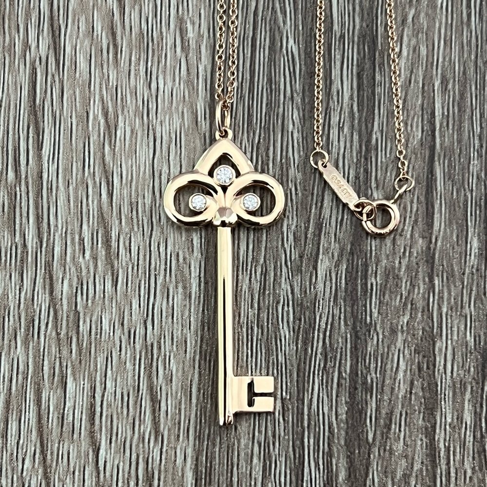Tiffany & Co. rose gold key necklace